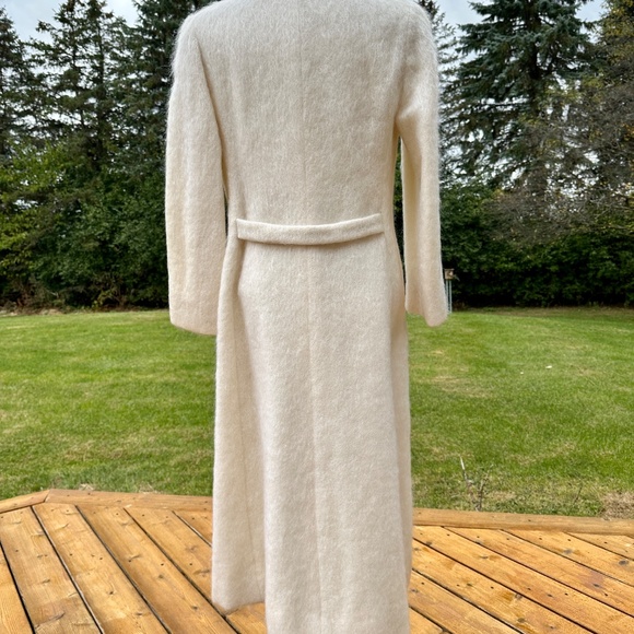 Vintage White Coat Mohair Midi Length Double Breasted by Emily Wetherby - Picture 9 of 12